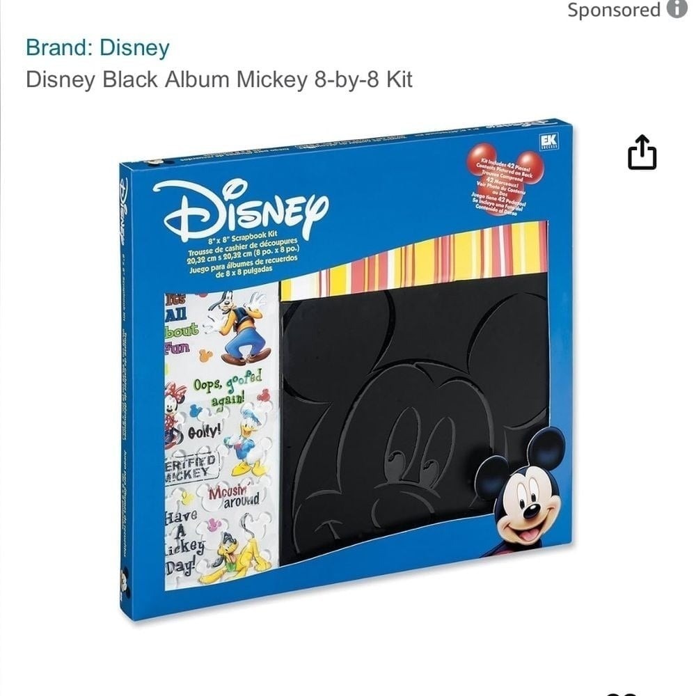 NIB Disney Black‎ Embossed Mickey Mouse Scrap Book Keep in touch 8x8